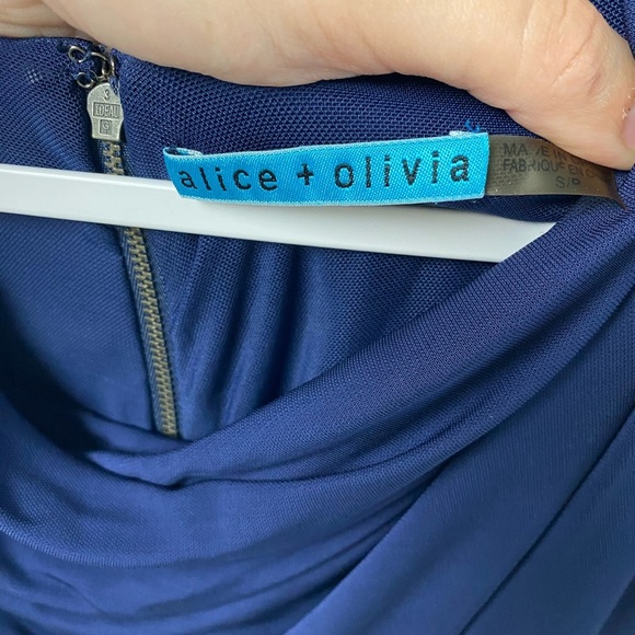 Alice + Olivia Brentan Blouson Ruched Skirt Dress‎ Navy Size Small - Picture 5 of 9